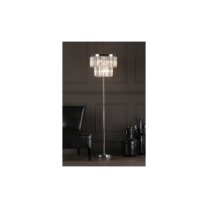 Dar Lighting ANG4908 | Angel 6-Light Floor Lamp | Polished Chrome & Crystal