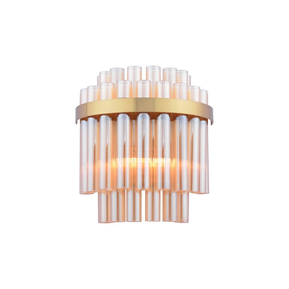 Dar IMA0935 | Imani Wall Light | Natural Brass with Champagne Glass