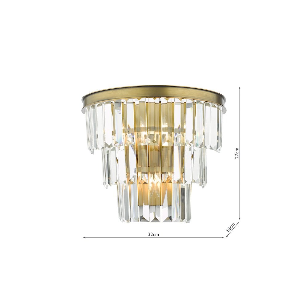 Dar RHA3063 | Rhapsody | 3 Light | Wall Light | Crystal and Bronze