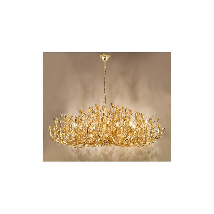 Dar SIL1235 | Silvius | 12 Light Oval Pendant | Gold Leaf