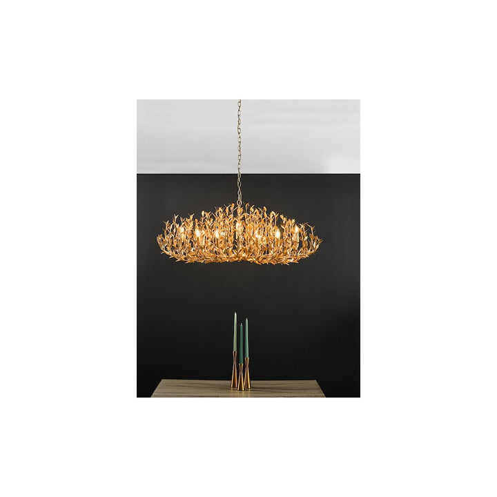 Dar SIL1235 | Silvius | 12 Light Oval Pendant | Gold Leaf