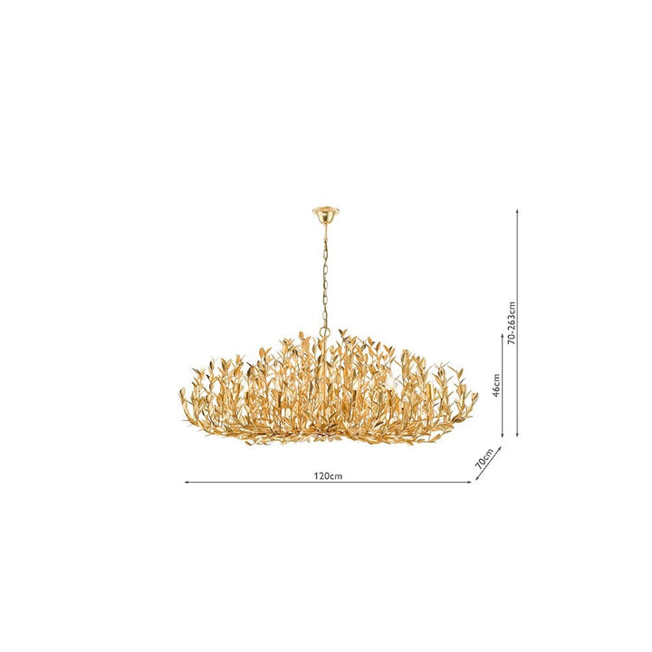 Dar SIL1235 | Silvius | 12 Light Oval Pendant | Gold Leaf
