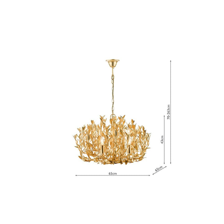 Dar SIL1335 | Silvius | 9 Light Pendant | Gold Leaf