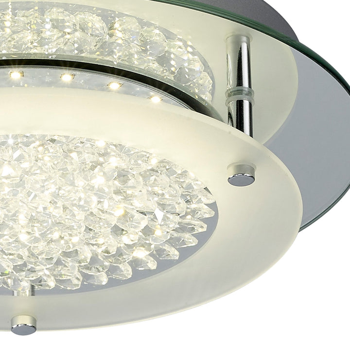 Mantra M5090 Cristal LED Flush Light 28cm Round 12W LED 4000K Polished Chrome / Cristal