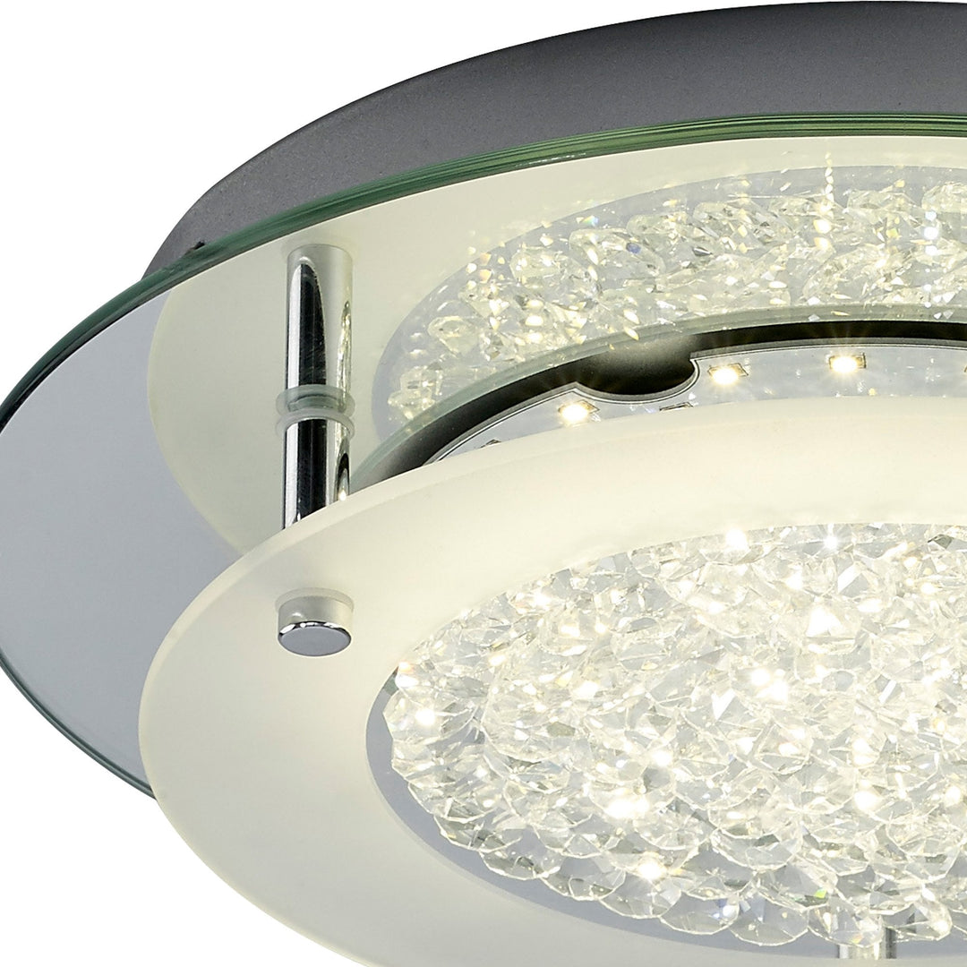 Mantra M5091 Cristal LED Flush Light 36cm Round 18W LED 4000K Polished Chrome / Cristal