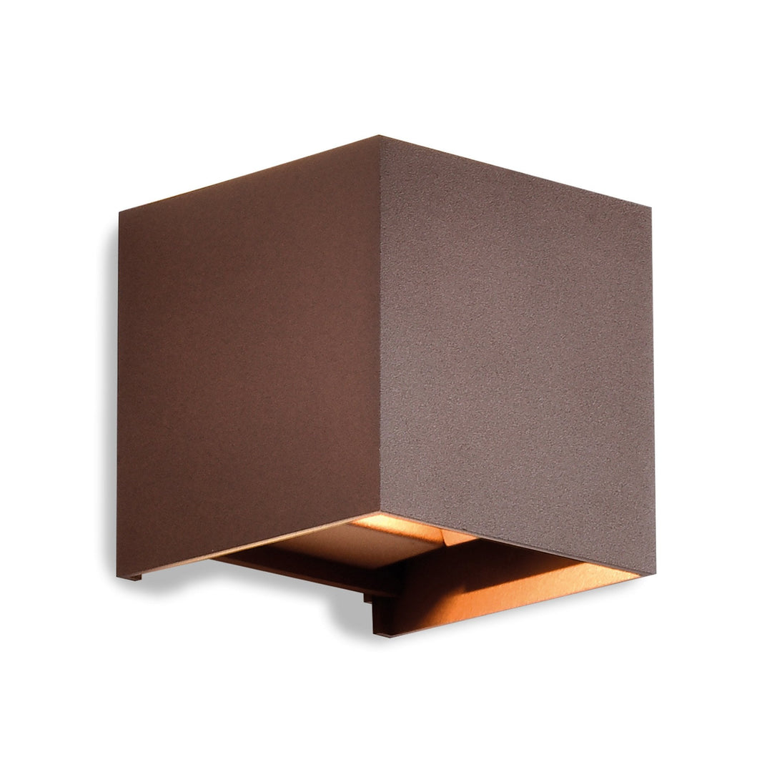 Mantra M8602 Davos Outdoor Square LED Wall Lamp Dimmable Rust Brown