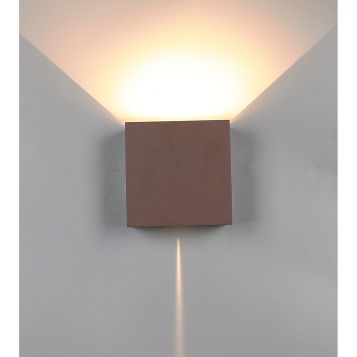 Mantra M8612 Davos Outdoor XL Square LED Wall Lamp Dimmable Rust Brown