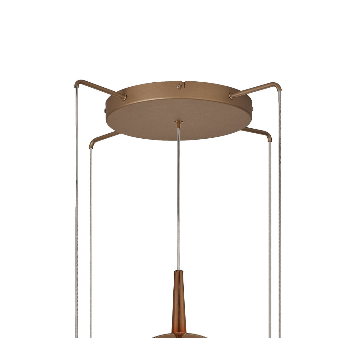 Mantra M8259 Elsa 5 Light Pendant With Mixed Shades Clear/Chrome/Bronze/Copper Glass With Frosted Inner Cone