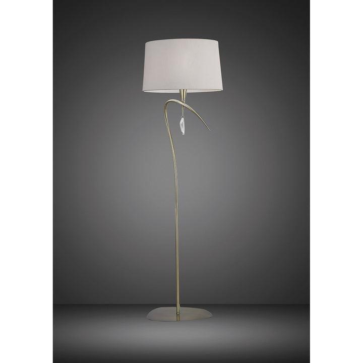 Mantra M1652AB Mara Floor Lamp 4 Light Antique Brass With Ivory White Shade