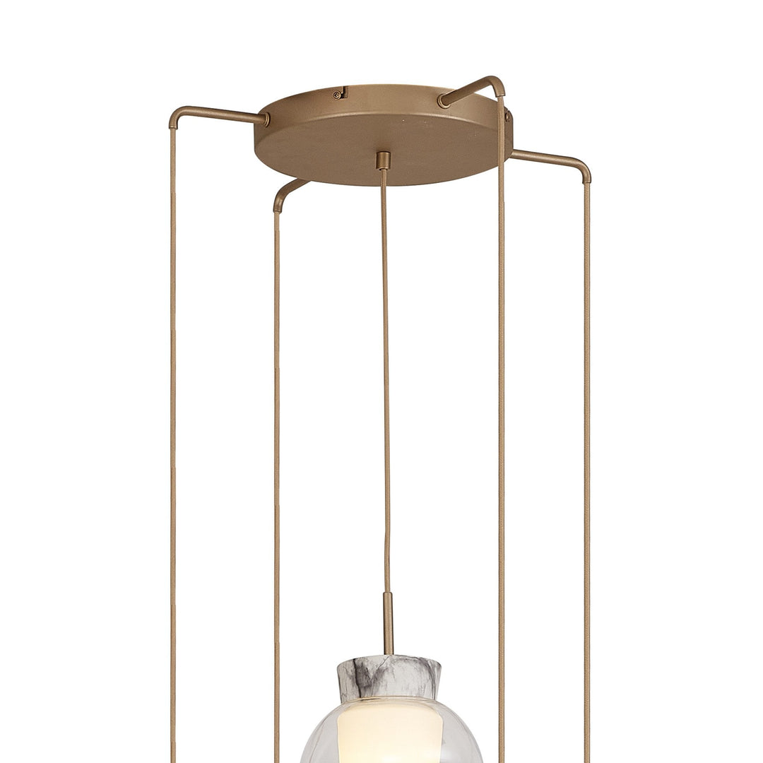 Mantra M8395 Nora 5 Light Round Pendant Gold/White/Clear Glass With Frosted Inner