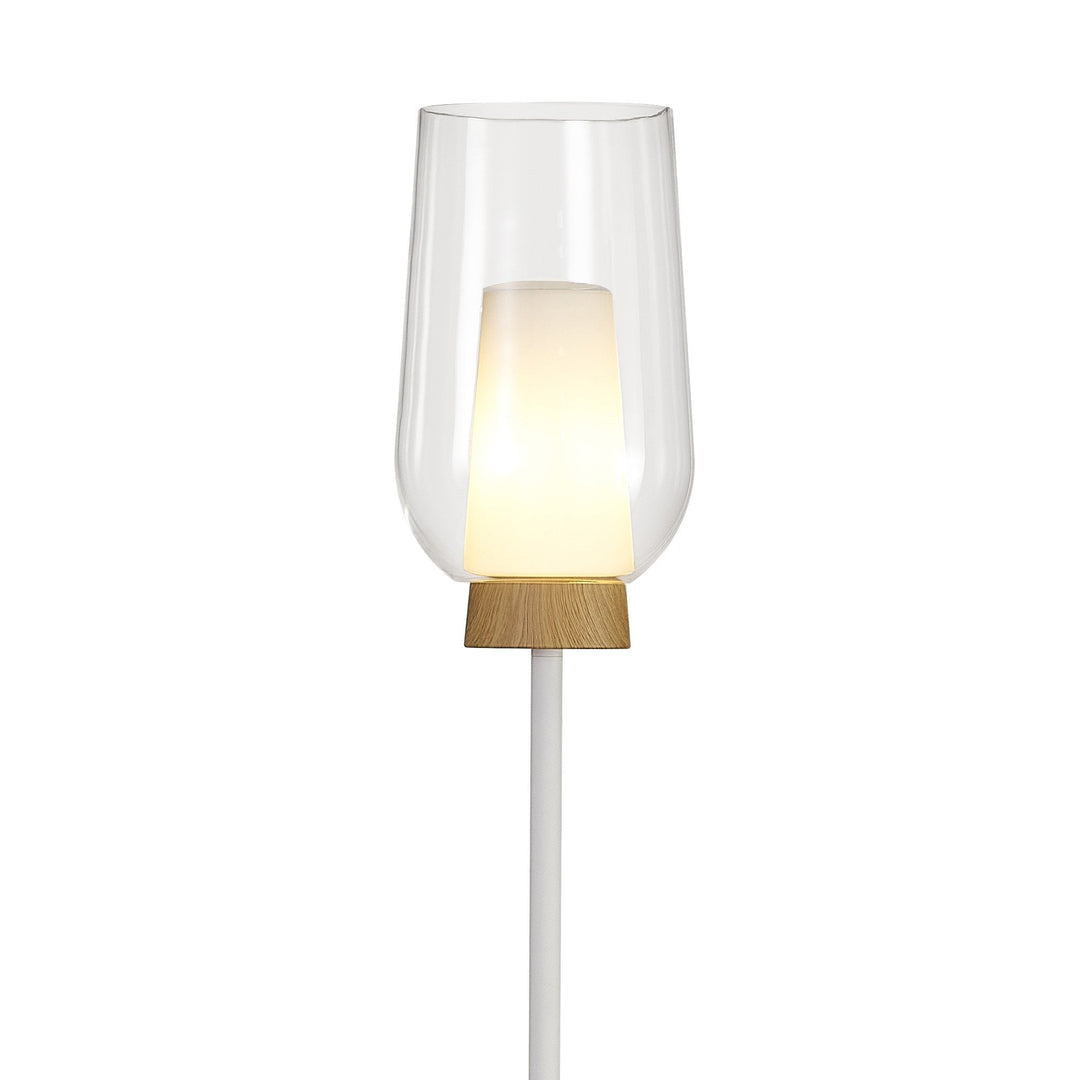 Mantra M8282 Nora Floor Lamp White/Wood/Clear Glass With Frosted Inner