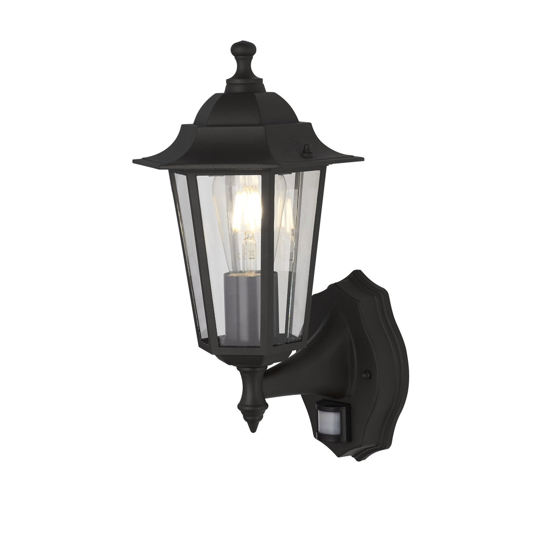 Searchlight 68001BK Alex Outdoor Wall Light Black Metal Glass