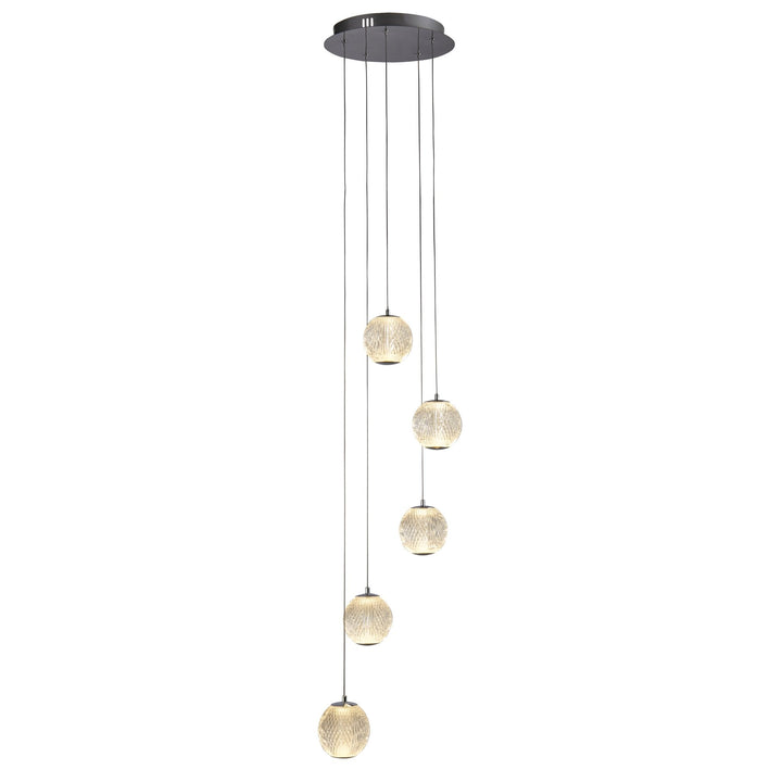 Searchlight 51481-5CC Allure 5 Light Multi Drop LED Pendant Chrome Metal Clear Acrylic