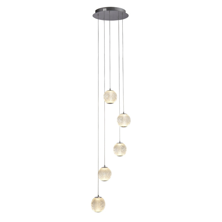 Searchlight 51481-5CC Allure 5 Light Multi Drop LED Pendant Chrome Metal Clear Acrylic