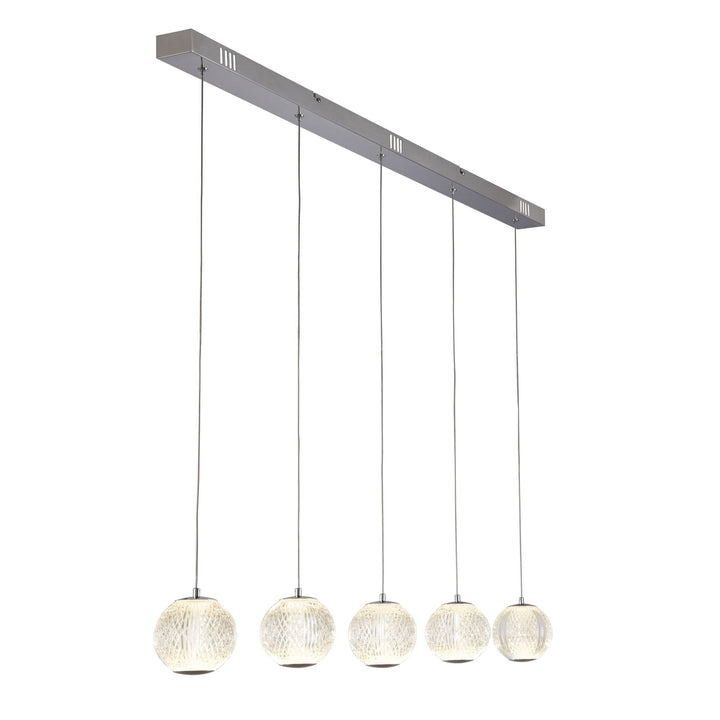 Searchlight 51485-5CC Allure 5 Light LED Bar Pendant Chrome Metal Clear Acrylic