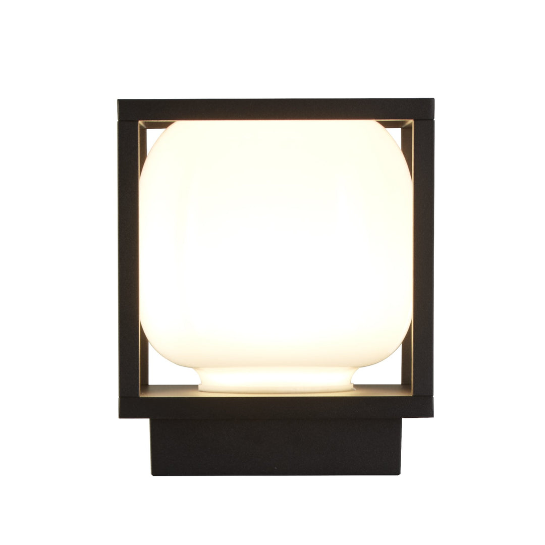Searchlight 38141BK Athens Outdoor Wall Light Black Metal Opal Glass