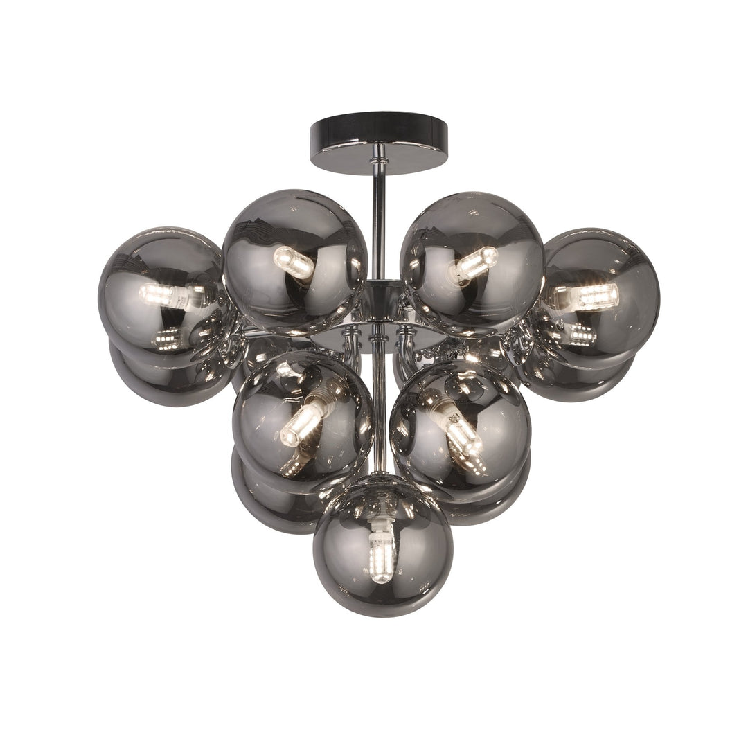 Searchlight 52131-13SM Berry 13 Light Semi Flush Ceiling Light Chrome Metal Smoked Glass