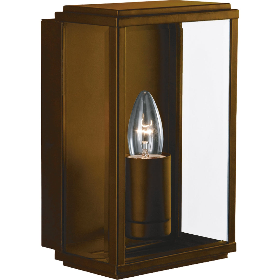 Searchlight 8204RUS Box Outdoor Wall Light Rustic Brown Glass