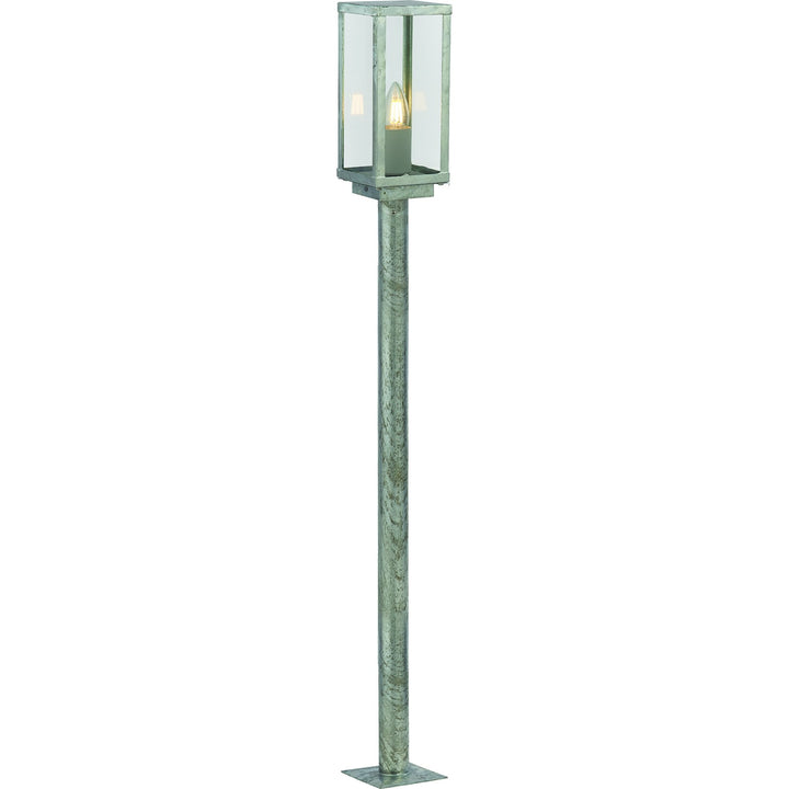 Searchlight 90151-900SI Box II Outdoor Post Galvanised Silver Metal Glass