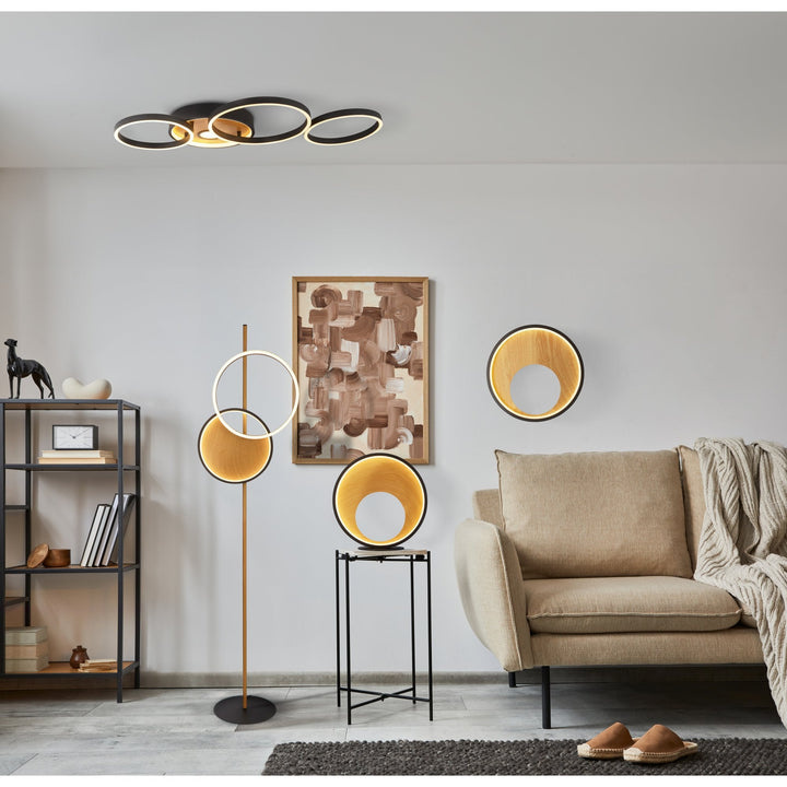 Searchlight 36303-1BK Curio LED Wall Light Black Metal Wood