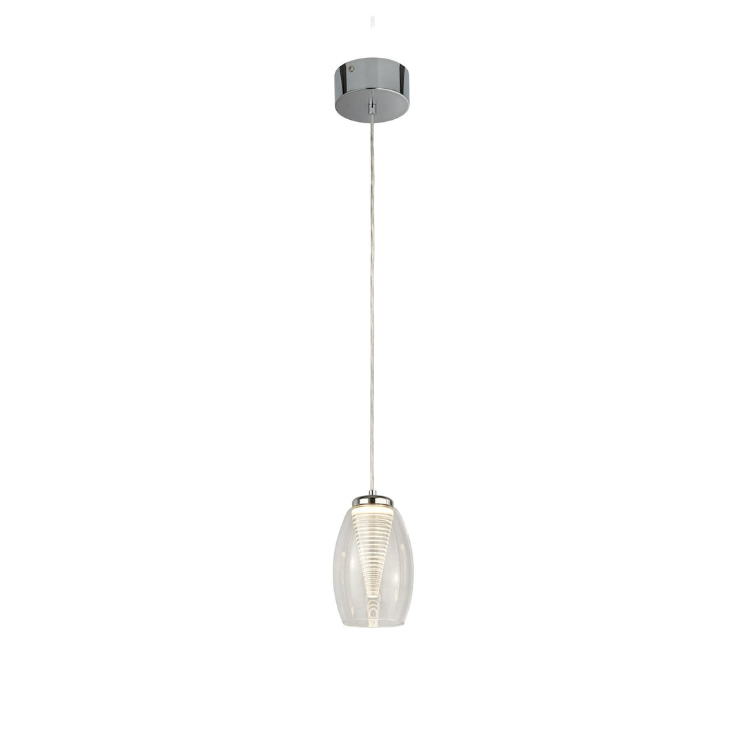Searchlight 97291-1CL Cyclone LED Pendant Chrome Metal Glass