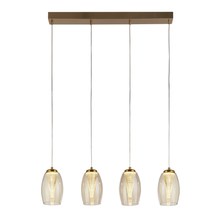 Searchlight 97292-4CP Cyclone 4 Light LED Bar Pendant Bronze Metal Champagne Glass
