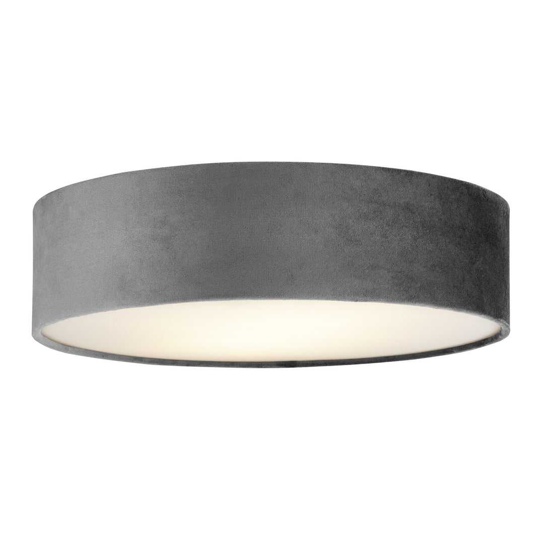 Searchlight 23298-2GY Drum 2 Light Flush Ceiling Light Grey Velvet