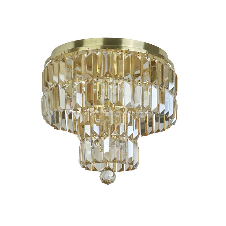 Searchlight 61321-4SB Empire Bathroom 4 Light Flush Satin Brass Metal Champagne Crystal