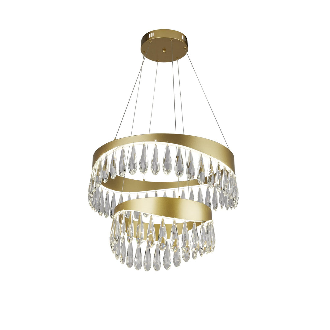 Searchlight 19210-2GO Jewel 2 Tier LED Pendant Gold Crystal