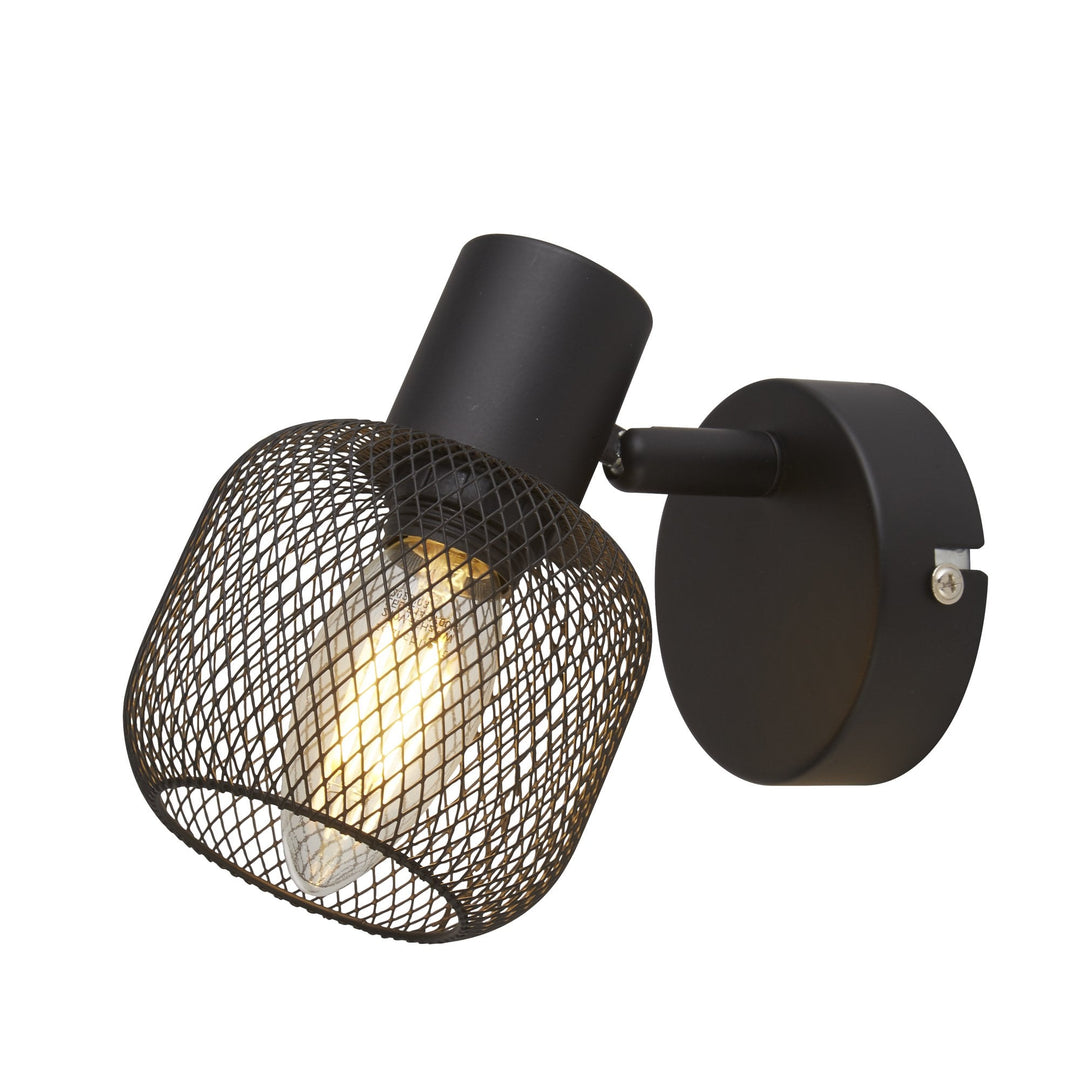 Searchlight 81201-1BK Meshy Cage Spotlight Wall Light Black Metal
