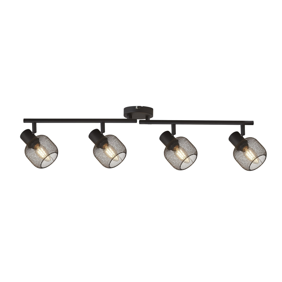 Searchlight 81201-4BK Meshy 4 Light Cage Bar Spotlight Black Metal