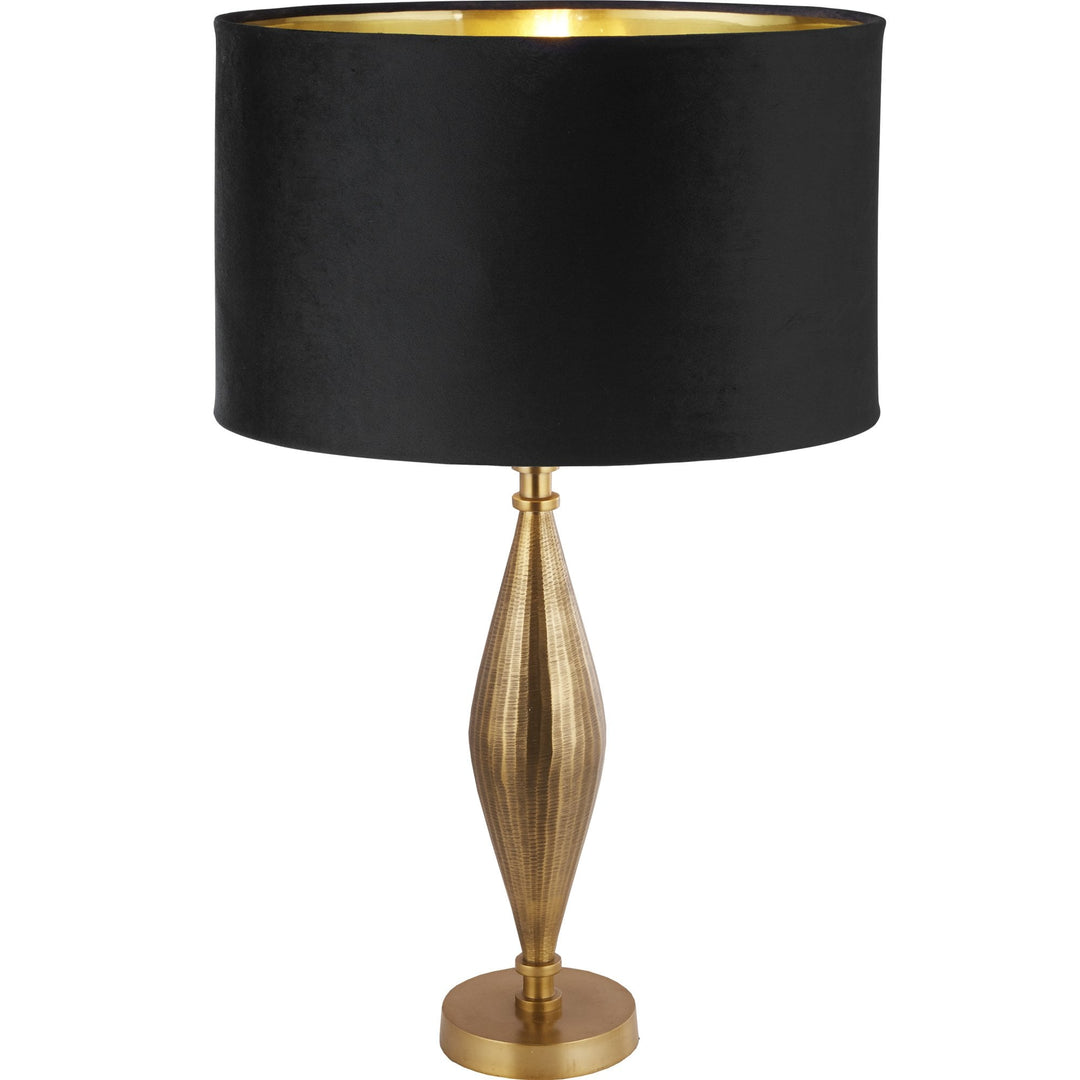 Searchlight 84631BK Rye Table Lamp Antique Brass Metal Black Velvet Shade