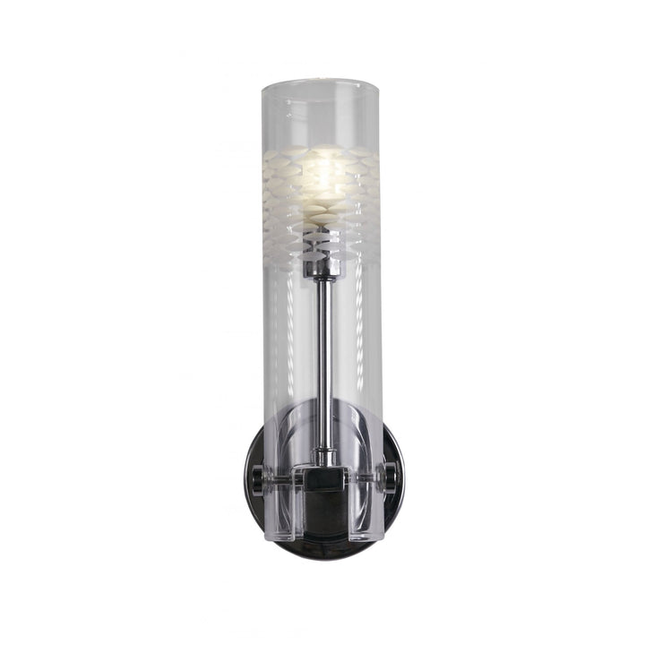 Searchlight 27981CC Scope Bathroom Wall Light Chrome Metal Clear Etched Glass