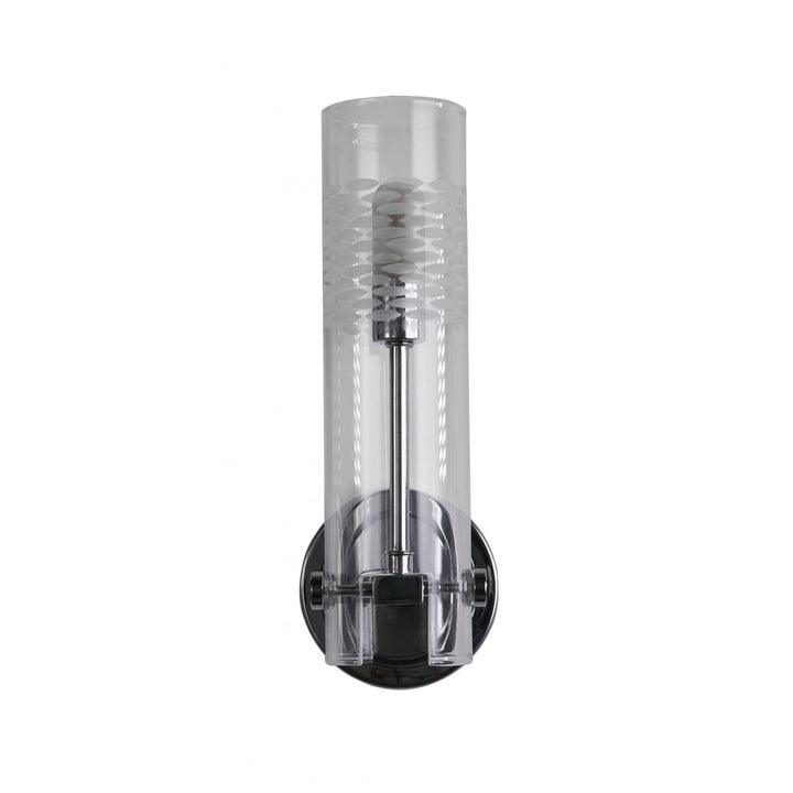 Searchlight 27981CC Scope Bathroom Wall Light Chrome Metal Clear Etched Glass