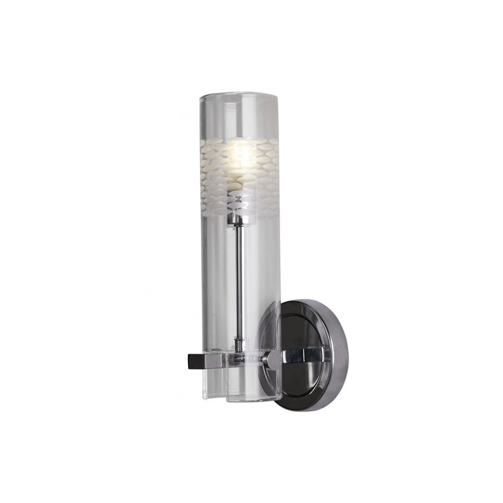 Searchlight 27981CC Scope Bathroom Wall Light Chrome Metal Clear Etched Glass