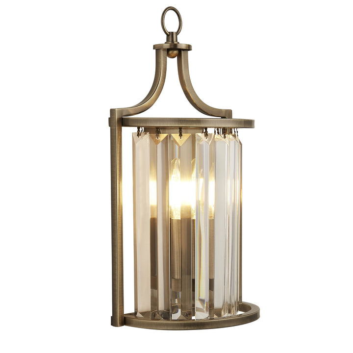 Searchlight 8571AB Victoria Wall Light Antique Brass Metal Clear Crystal