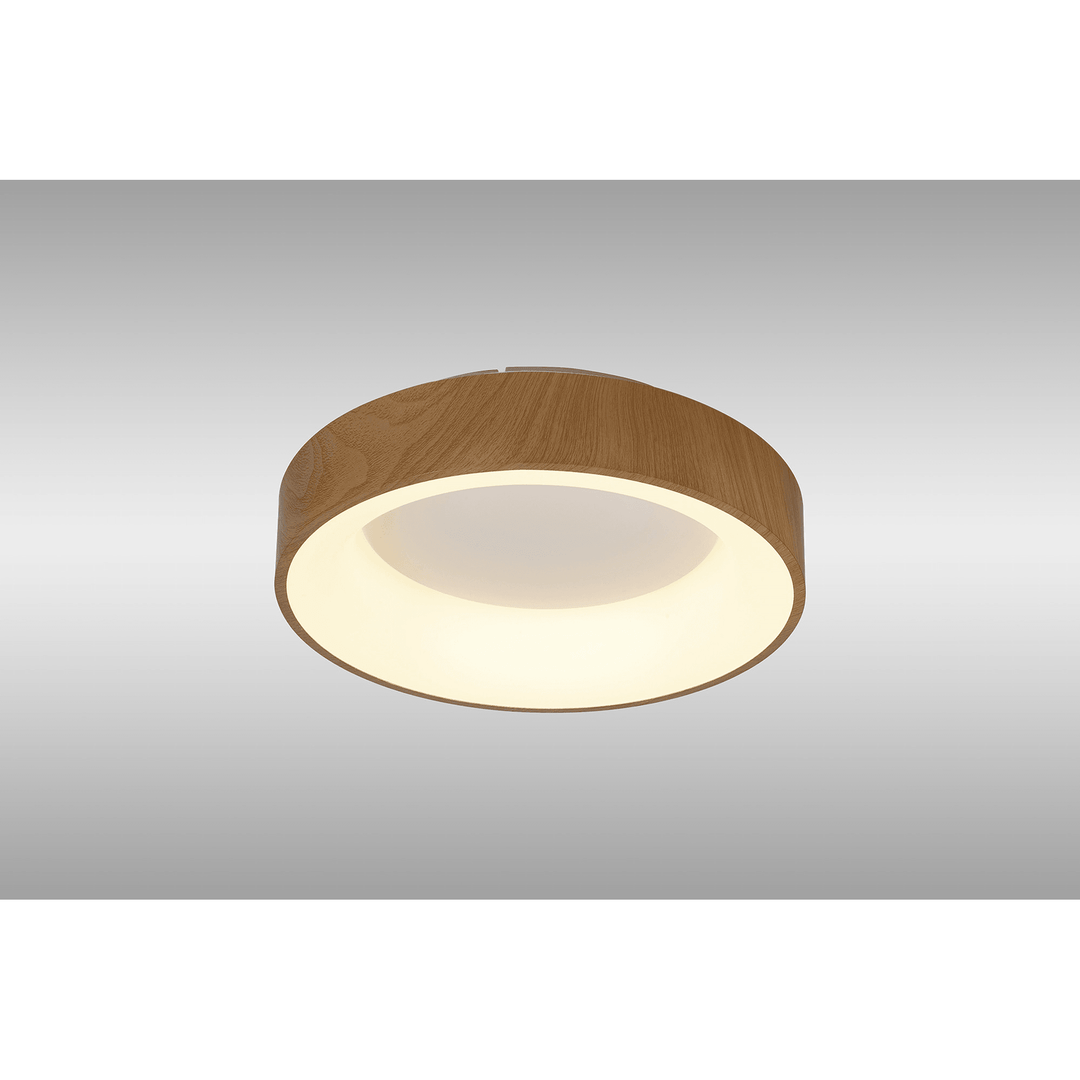 Mantra M8588 Niseko II Ring LED Flush Ceiling Light 38cm Remote Control Wood