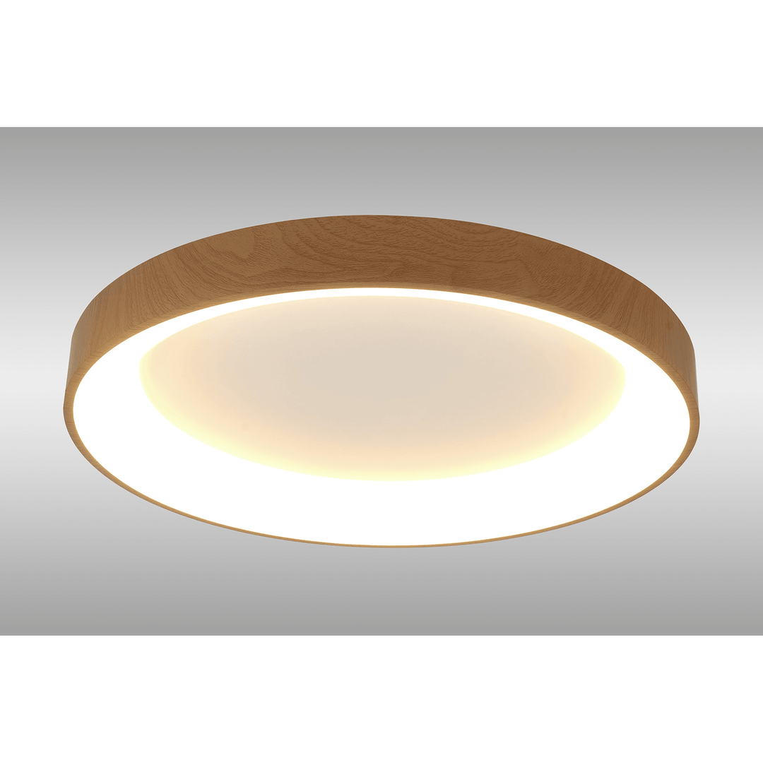 Mantra M8586 Niseko II Ring LED Flush Ceiling Light 65cm Remote Control Wood