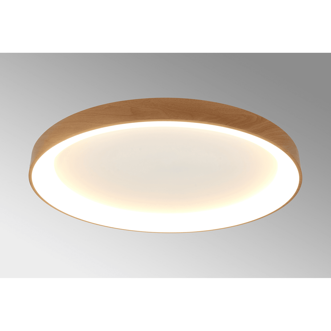Mantra M8643 Niseko II Ring LED Flush Ceiling Light 90cm Remote Control Wood