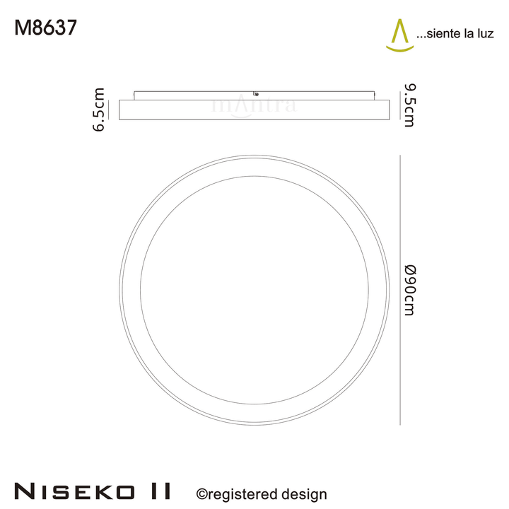 Mantra M8637 Niseko II Ring LED Flush Ceiling Light 90cm Remote Control White