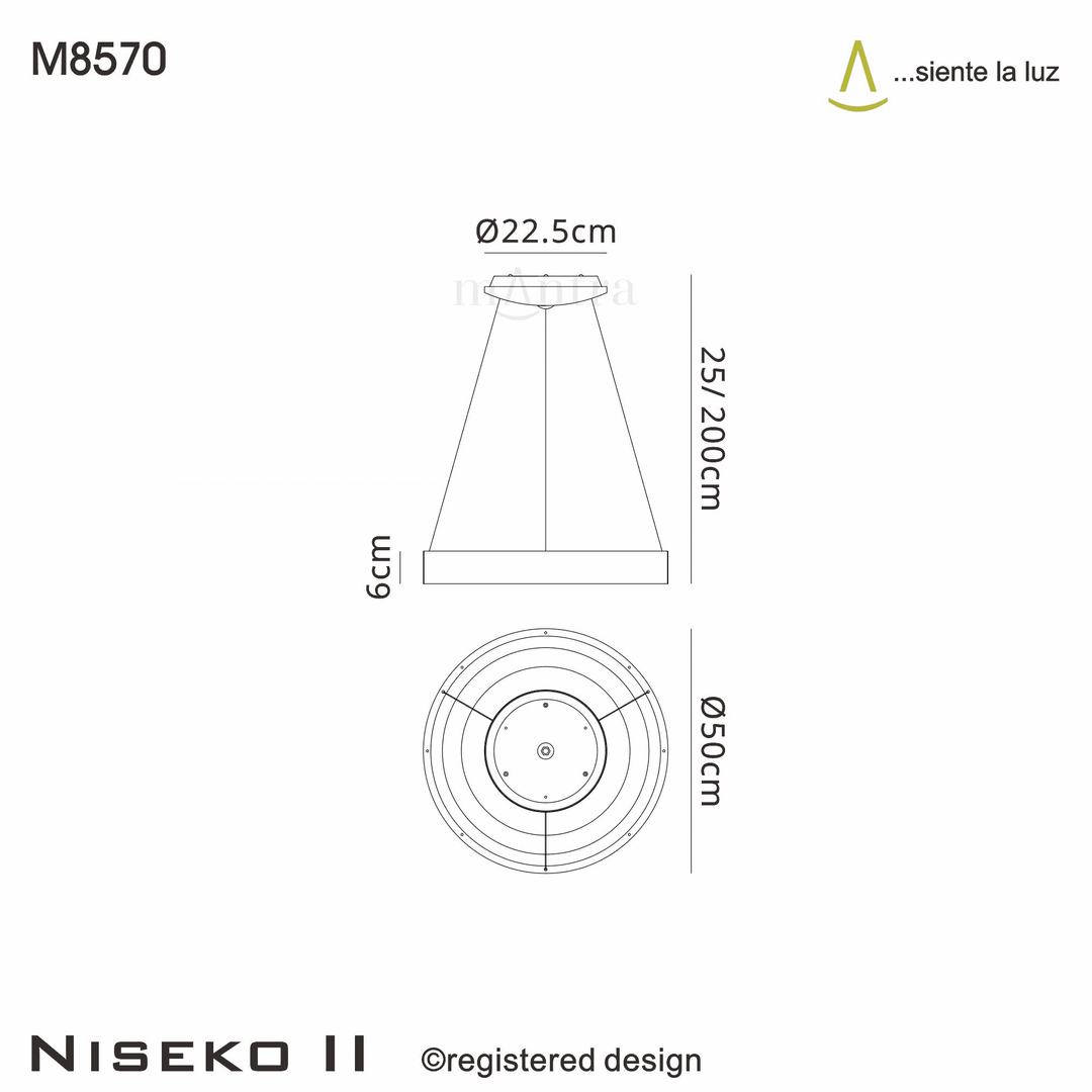 Mantra M8570 Niseko II Ring LED Pendant 50cm Remote Control White
