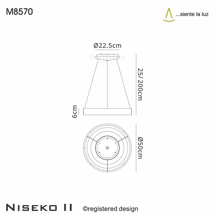 Mantra M8570 Niseko II Ring LED Pendant 50cm Remote Control White