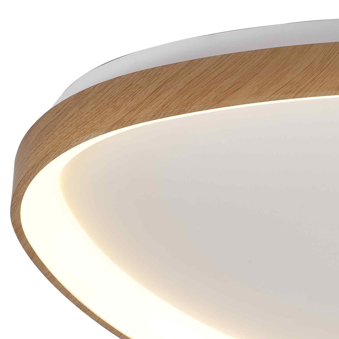 Mantra M8632 Niseko II Triangular LED Flush Ceiling Light 42cm Remote Control Wood