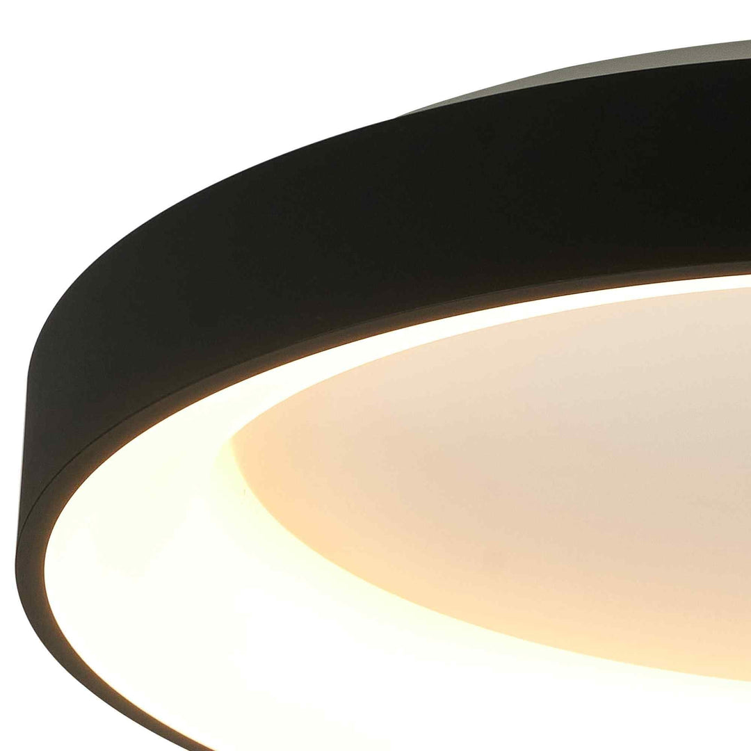 Mantra M8581 Niseko II Ring LED Flush Ceiling Light 50cm Remote Control Black