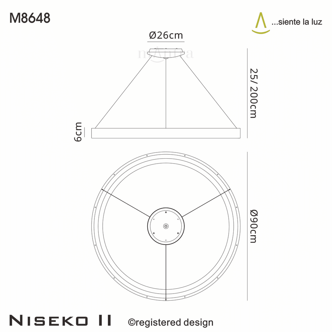 Mantra M8648 Niseko II Ring LED Pendant 90cm Remote Control Wood