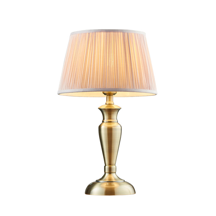 Endon 91087 Oslo And Freya 1 Light Table Lamp Antique Brass Plate And Dusky Pink Silk