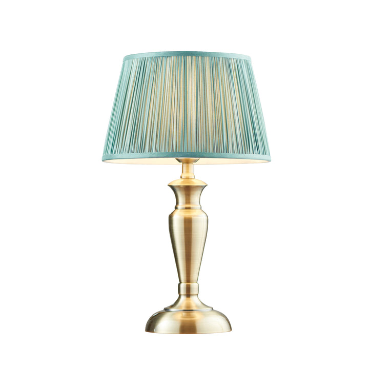Endon 91089 Oslo And Freya 1 Light Table Lamp Antique Brass Plate And Fir Silk