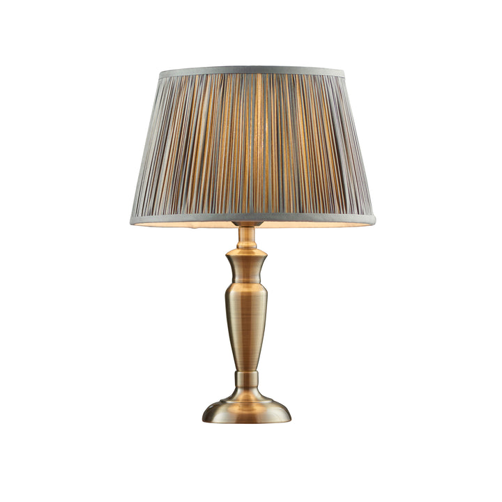 Endon 91151 Oslo And Freya 1 Light Table Lamp Antique Brass Plate And Charcoal Grey Silk
