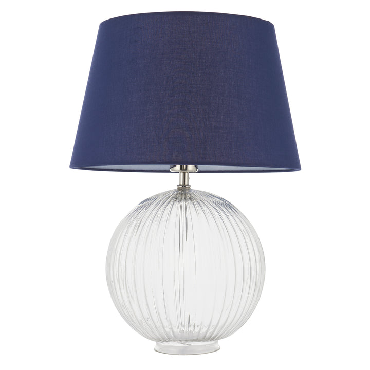 Endon 92888 Jemma And Evie 1 Light Table Lamp Clear Ribbed Glass And Navy Cotton