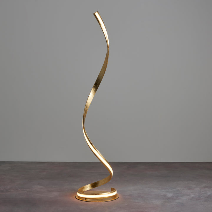 Endon 95841 Aria 1 Light LED Floor Lamp Gold Leaf And White Acrylic